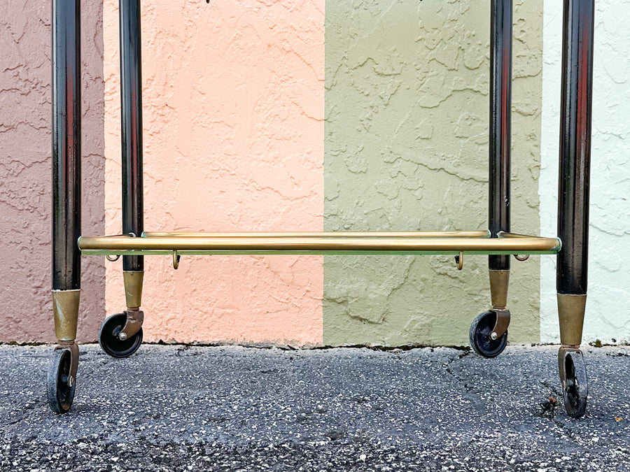 MCM Black and Brass Bar Cart