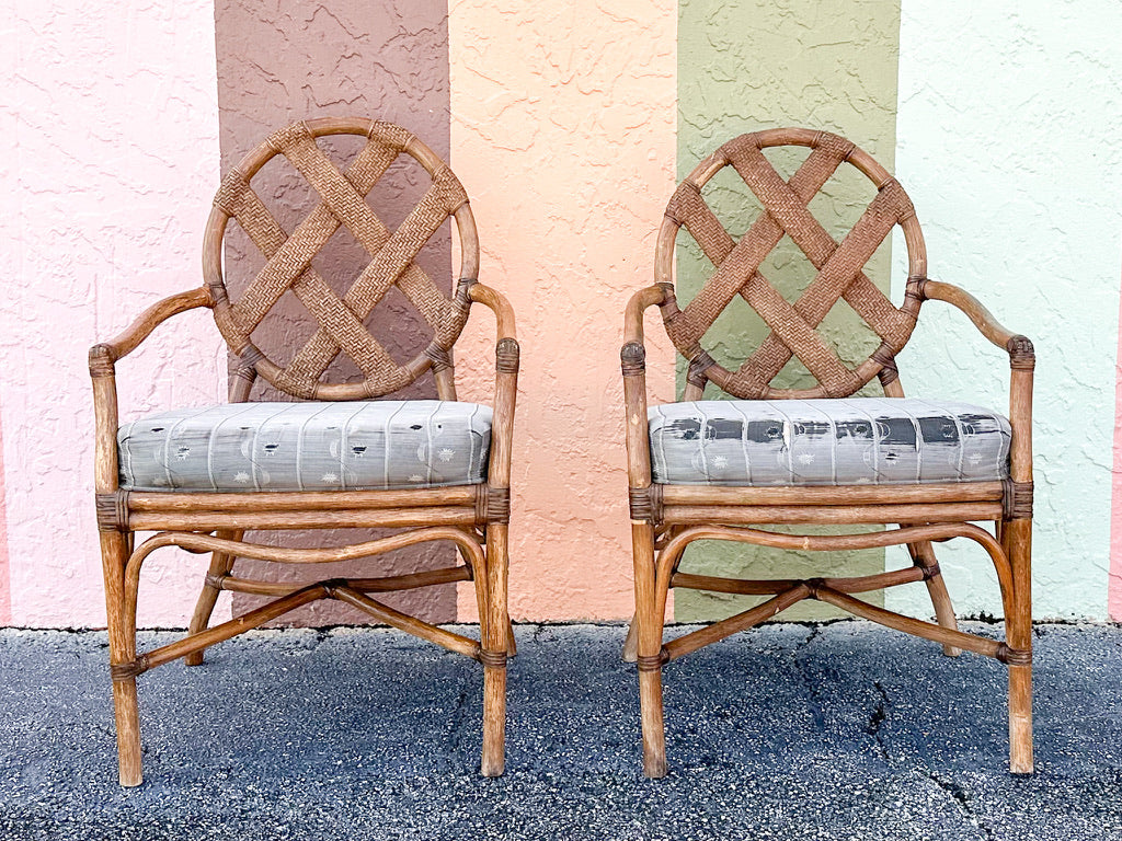Pair of Cross Back Rattan Chairs