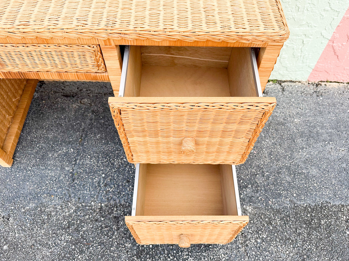 Island Style Wicker Wrapped Desk