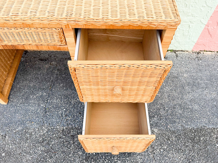 Island Style Wicker Wrapped Desk