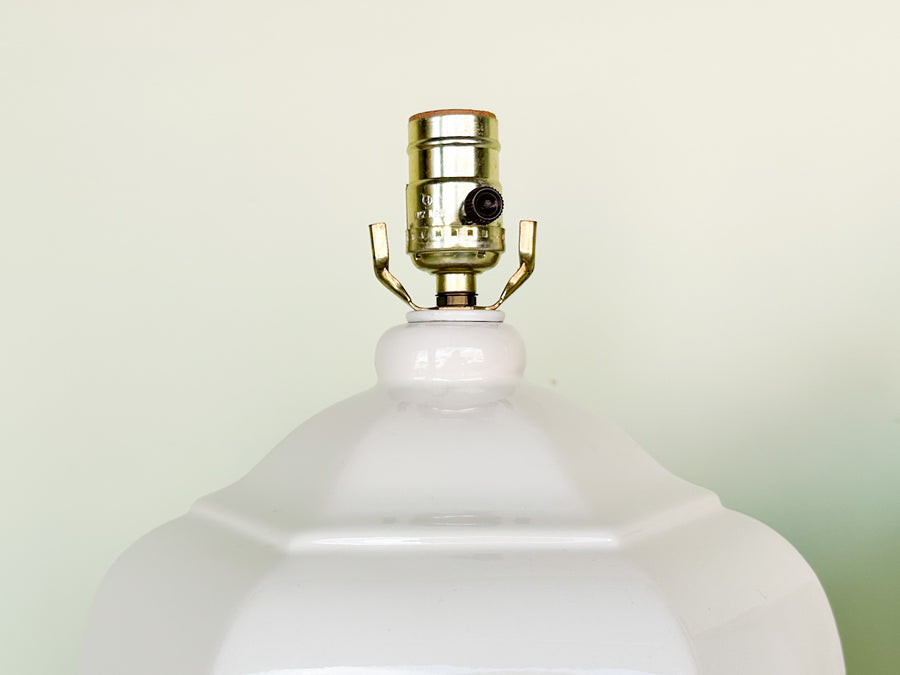 Pair of Large White Ginger Jar Lamps