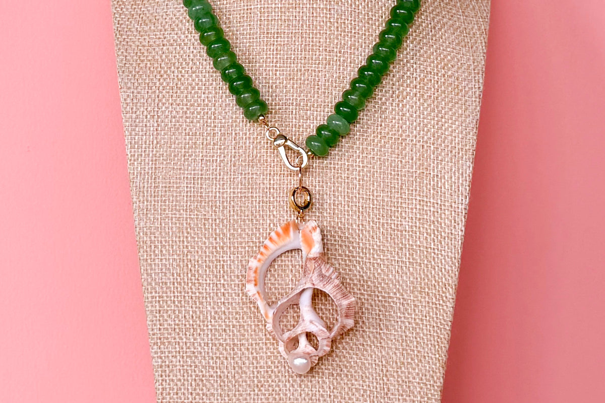 Palm Beach Regency's Green Quartz Gemstone and Shell Necklace