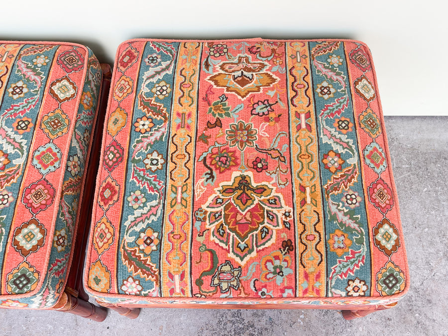 Pair of Rattan McGuire Ottomans