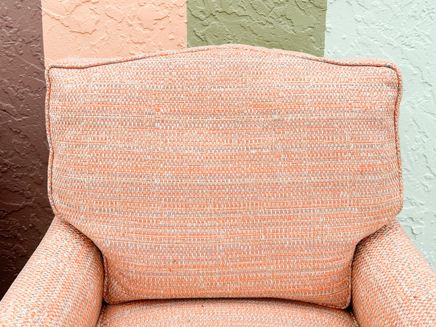 Pair of Peach Upholstered Swivel Chairs