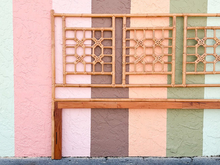 Modern Rattan Chippendale King Headboard