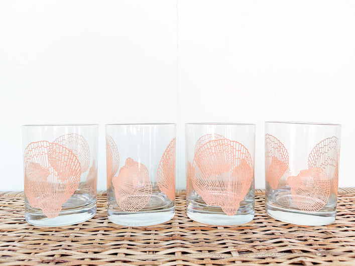 Set of Four Pink Seashell Glassware