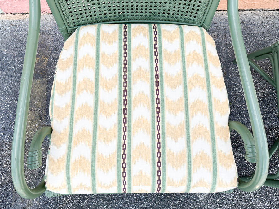 Pair of Double Cane Rattan Arm Chairs