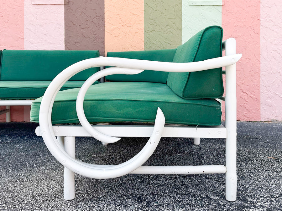 Two Part L Shaped Rattan Sofa