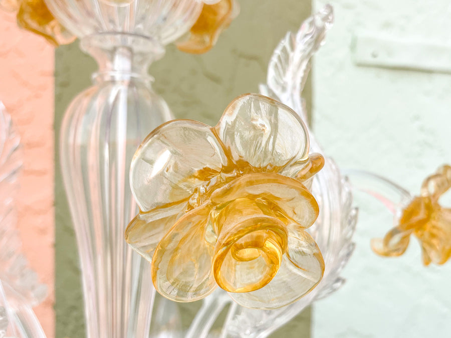 Floral and Leaf Murano Glass Chandelier