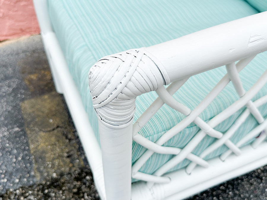 Pair of Palm Beach Style Rattan Lounge Chairs