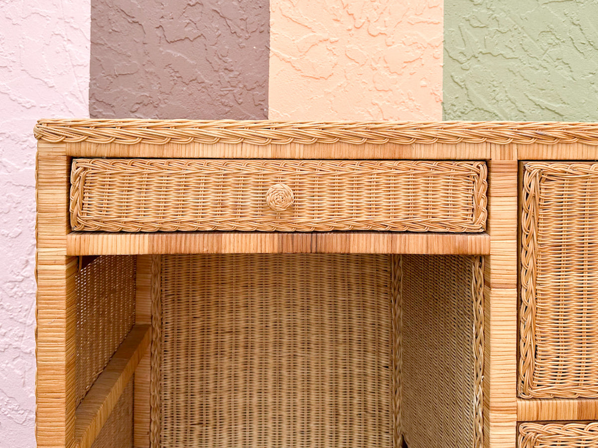 Island Style Wicker Wrapped Desk