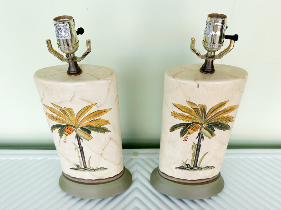 Pair of Hand Painted Palm Tree Lamps