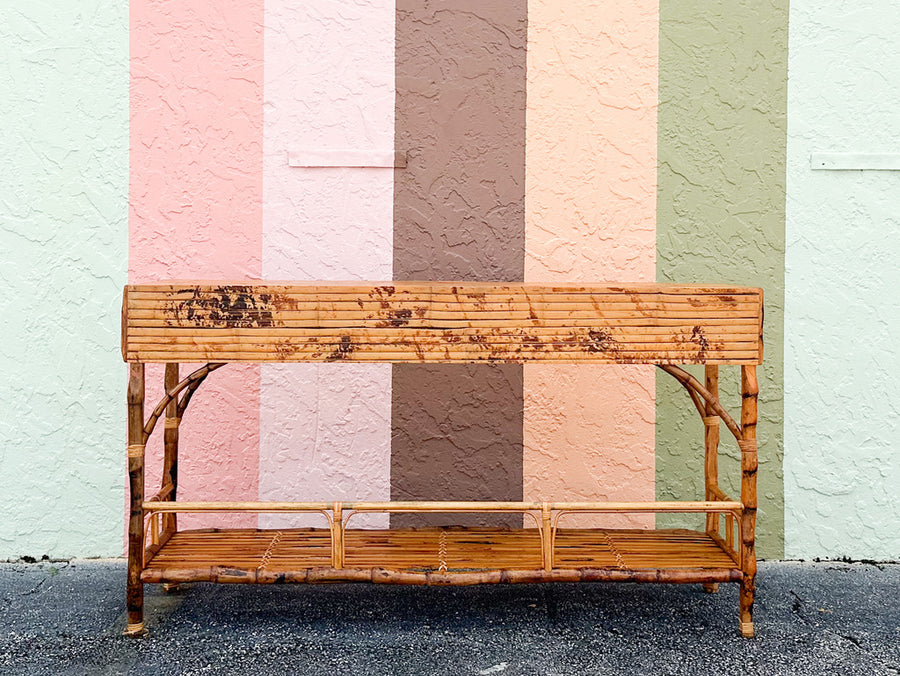 Island Chic Tortoiseshell Rattan Console