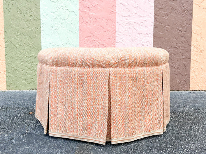 Tufted Peach Upholstered Ottoman