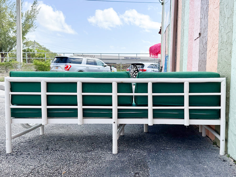 Two Part L Shaped Rattan Sofa