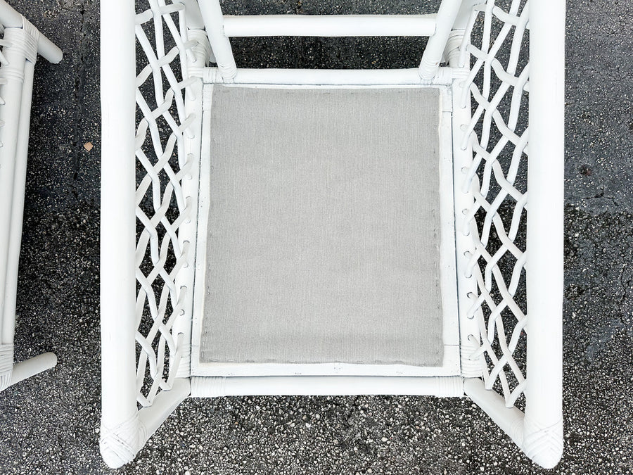 Pair of Palm Beach Style Rattan Lounge Chairs