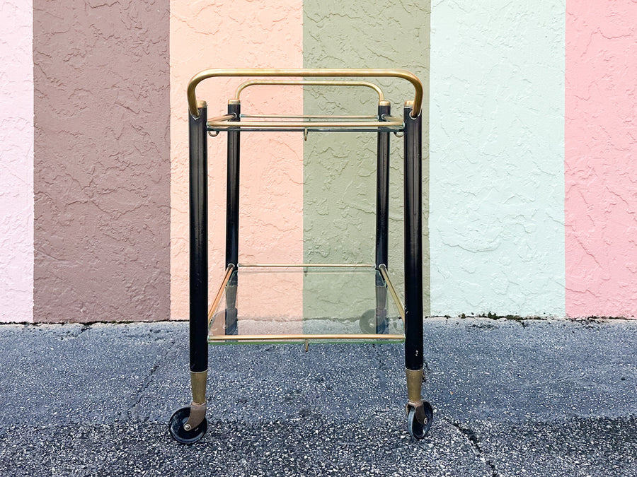 MCM Black and Brass Bar Cart