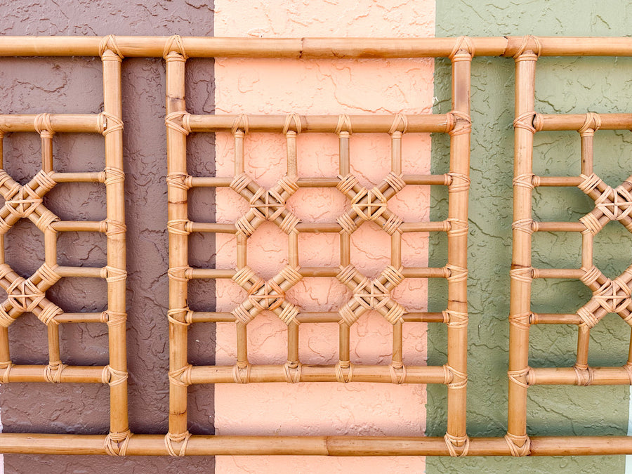 Modern Rattan Chippendale King Headboard