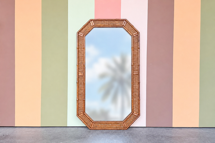Island Style Faux Bamboo and Rattan Mirror