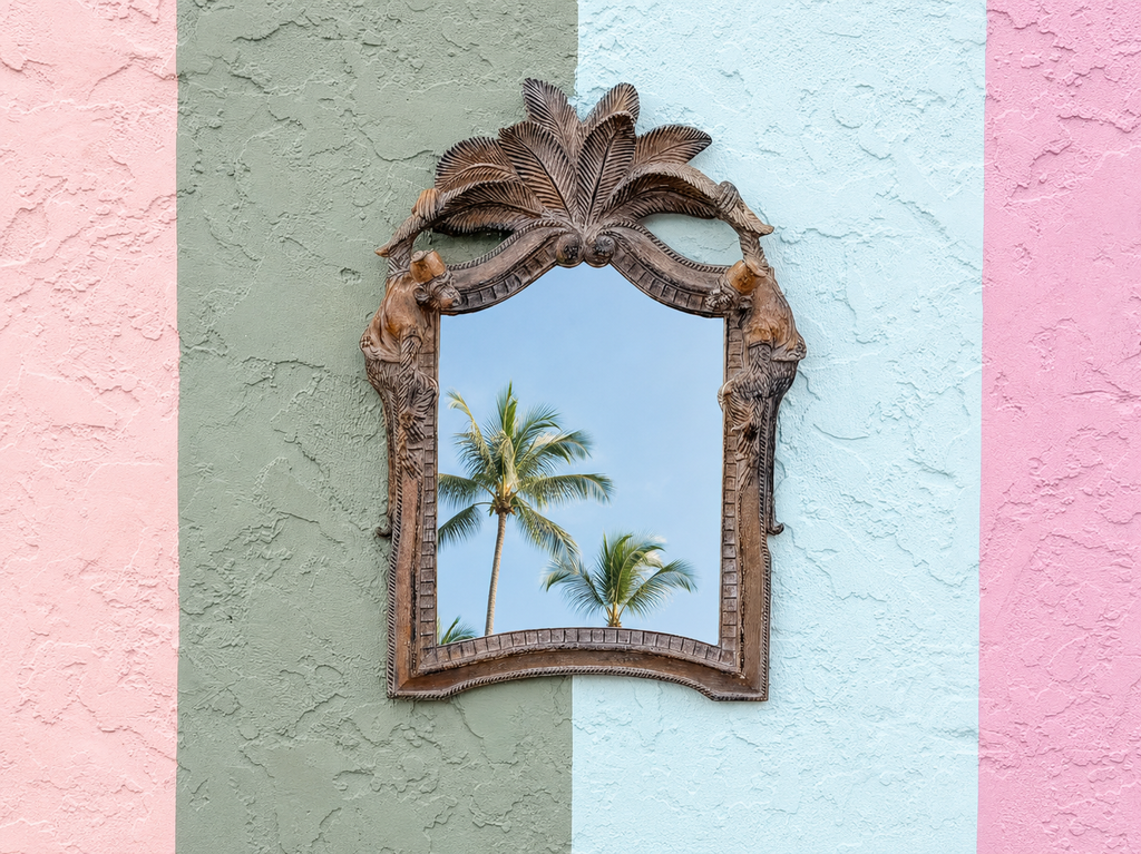 Whimsical Palm and Monkey Mirror