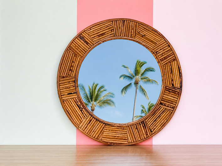 Round Bamboo Mirror