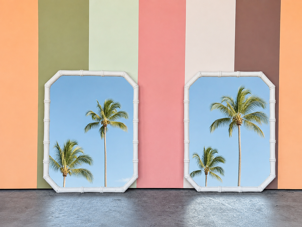 Pair of Faux Bamboo Mirrors