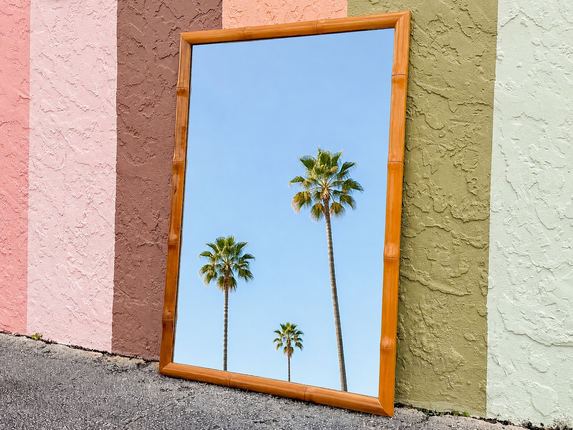 Wood Faux Bamboo Mirror