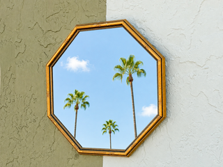Petite Gold Faux Bamboo Octagon Mirror
