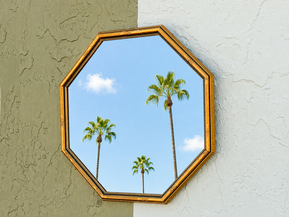 Petite Gold Faux Bamboo Octagon Mirror