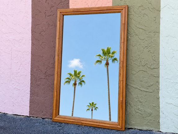 Faux Bamboo Wood Mirror