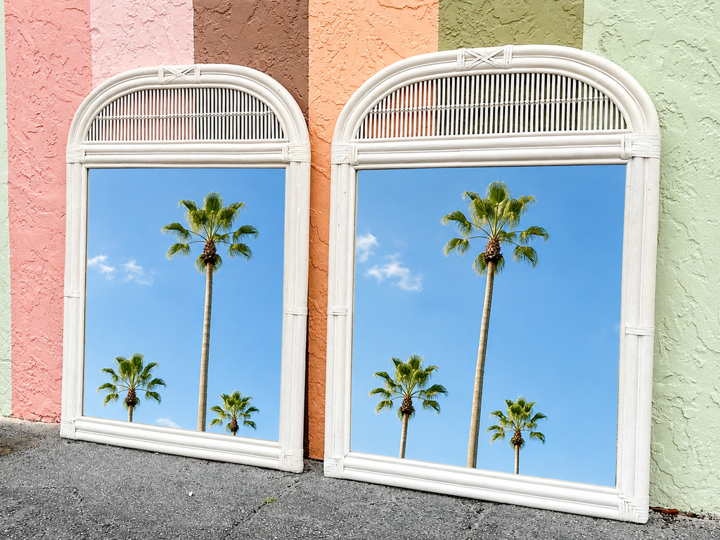 Pair of Coastal Rattan Mirrors