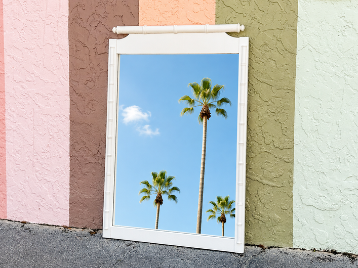 White Faux Bamboo Mirror