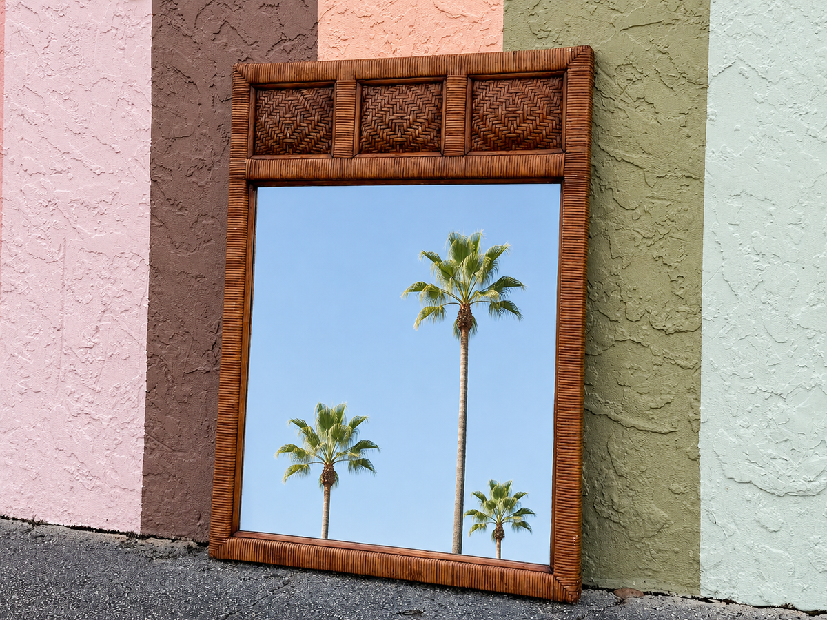 Island Style Woven Rattan Mirror