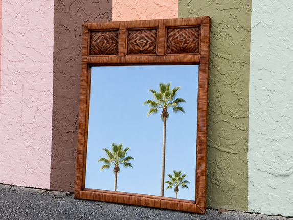 Island Style Woven Rattan Mirror