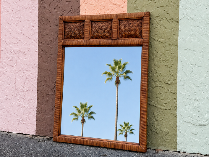 Island Style Woven Rattan Mirror
