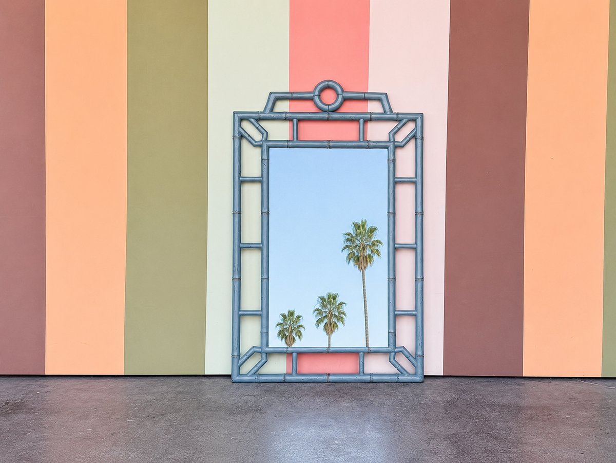 Sky Blue Faux Bamboo Pagoda Mirror