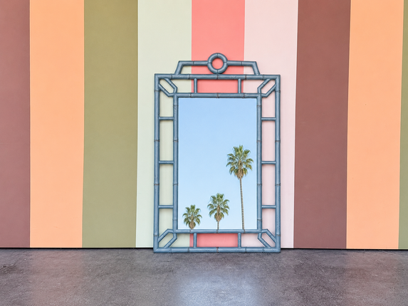 Sky Blue Faux Bamboo Pagoda Mirror