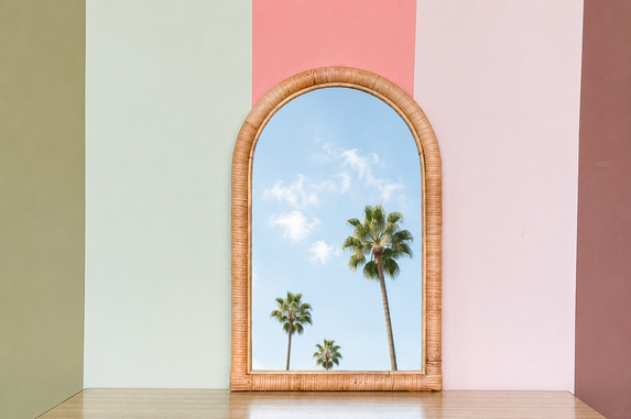 Petite Rattan Arch Mirror