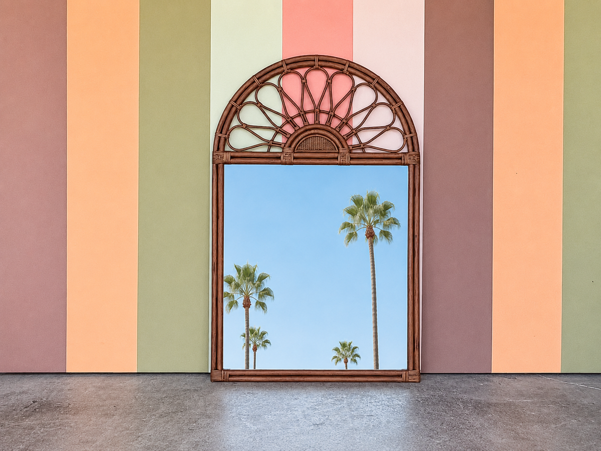 West Indies Style Rattan Arch Mirror