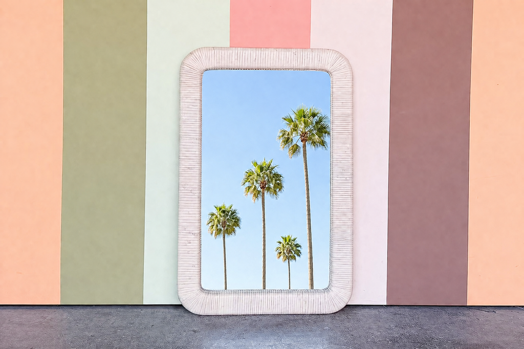 Coastal Rattan Wrapped Mirror