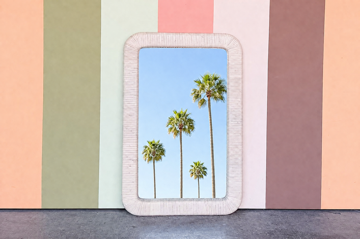 Coastal Rattan Wrapped Mirror