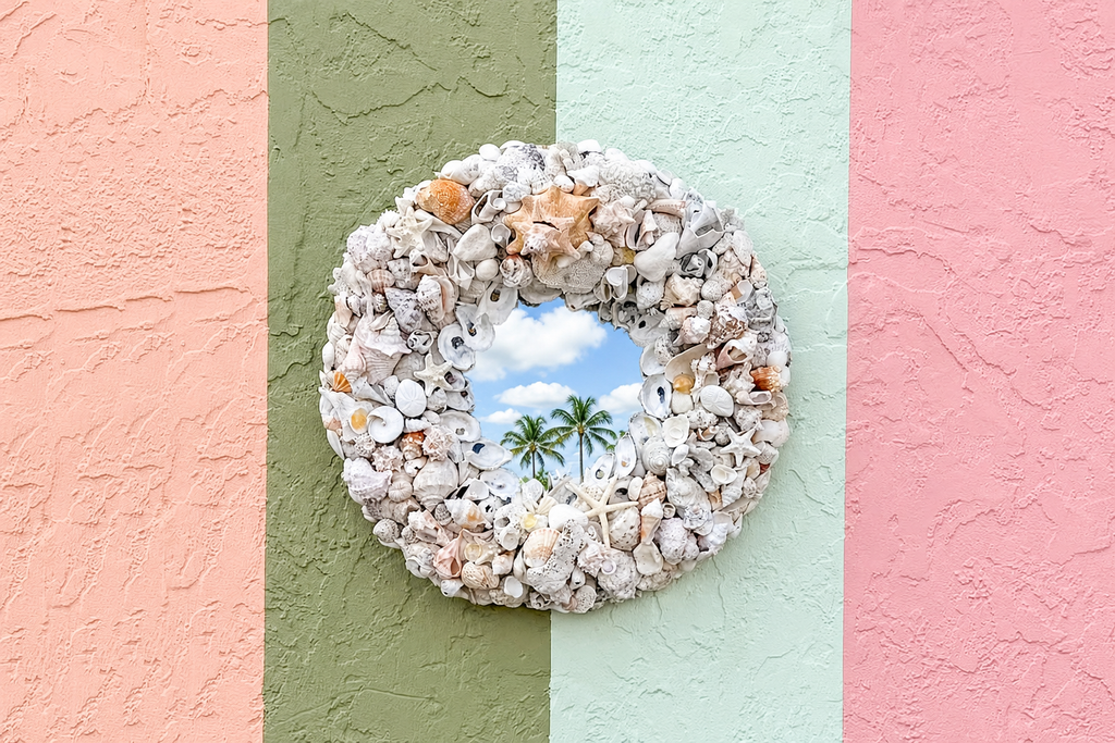Island Chic Bahamian Shell Round Mirror