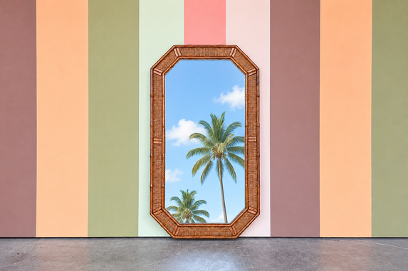 Island Style Faux Bamboo and Rattan Mirror