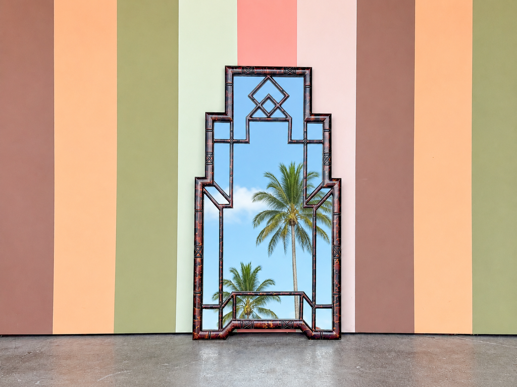 Tortoiseshell Faux Bamboo Mirror