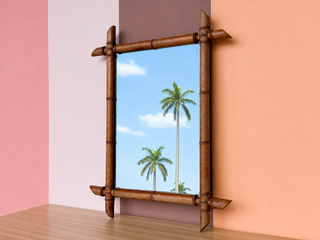 French Wood Faux Bamboo Mirror