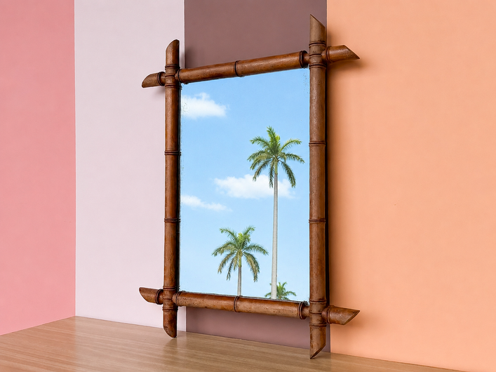 French Wood Faux Bamboo Mirror