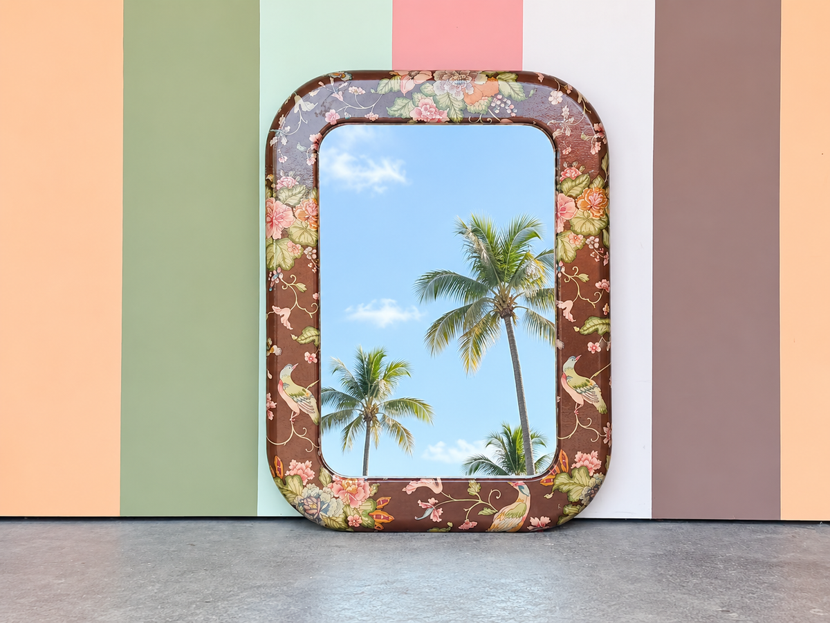 Chinoiserie Chic Fabric Wrapped Mirror