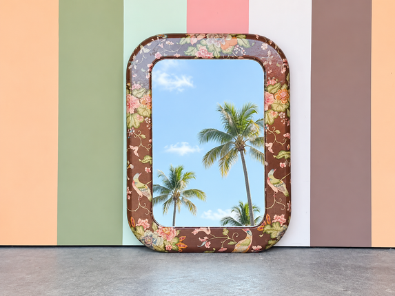 Chinoiserie Chic Fabric Wrapped Mirror