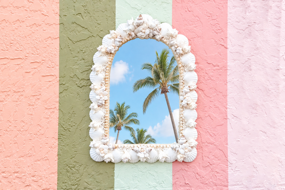 Custom White Shell Chic Mirror