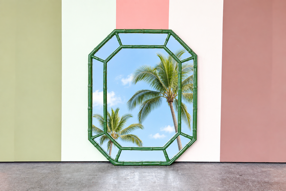 Faux Bamboo Octagon Mirror